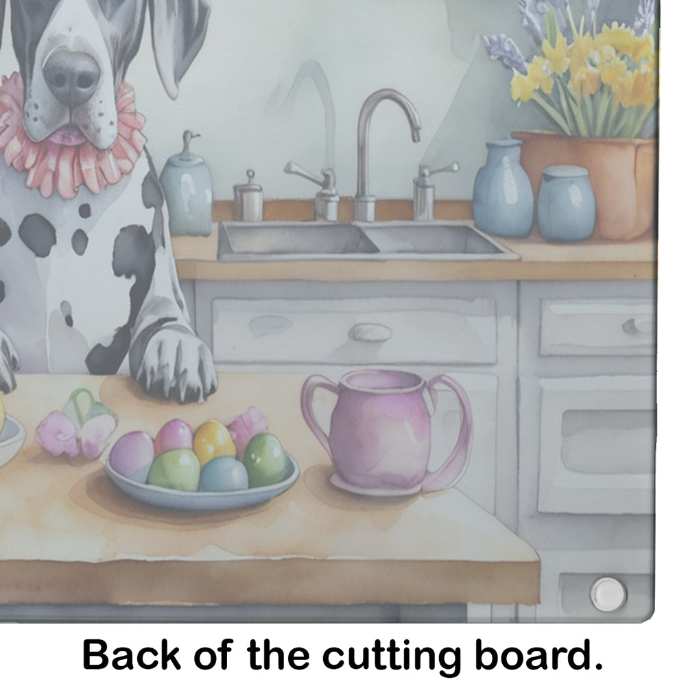 Decorating Easter Great Dane Glass Cutting Board