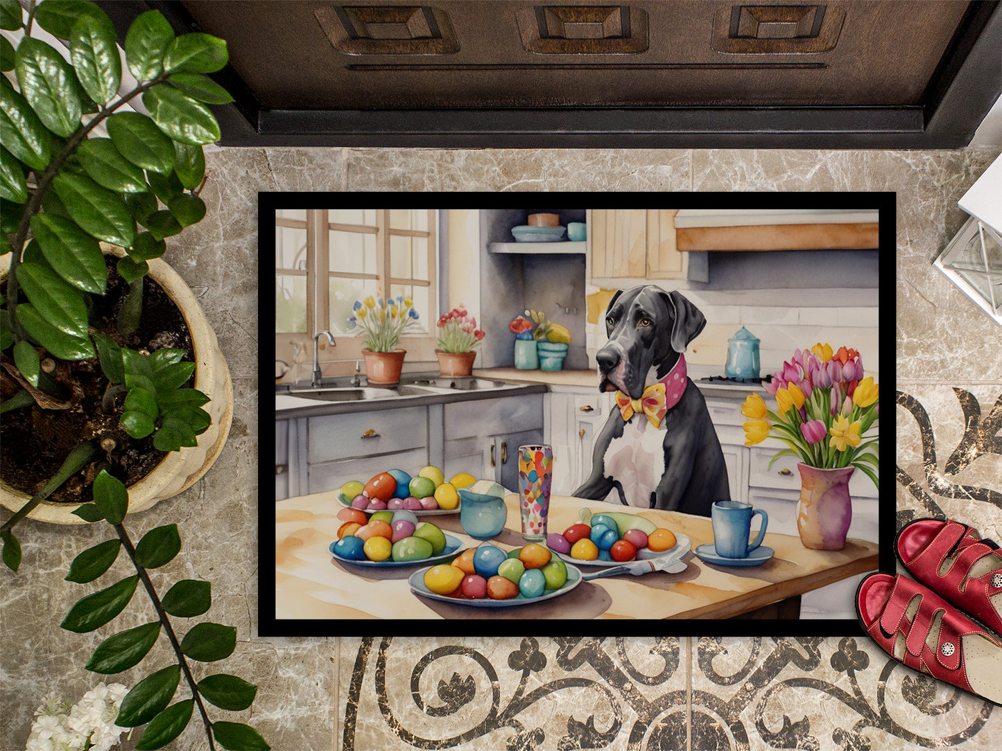 Decorating Easter Great Dane Doormat