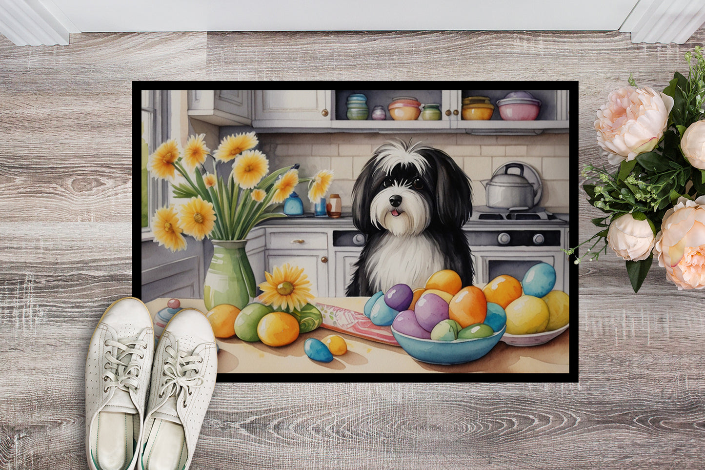 Decorating Easter Havanese Doormat