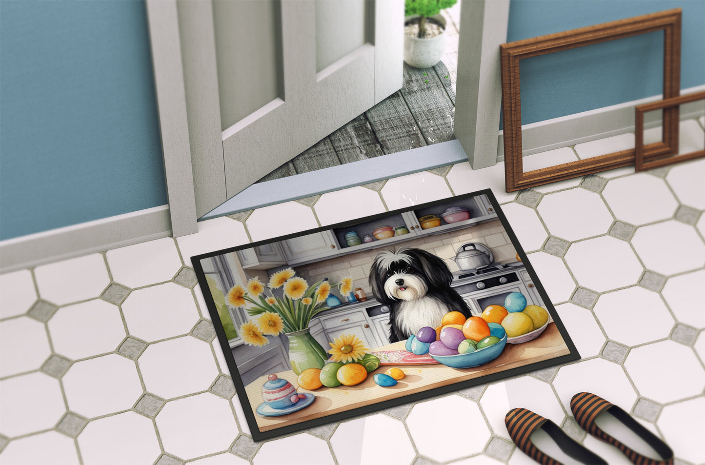 Decorating Easter Havanese Doormat