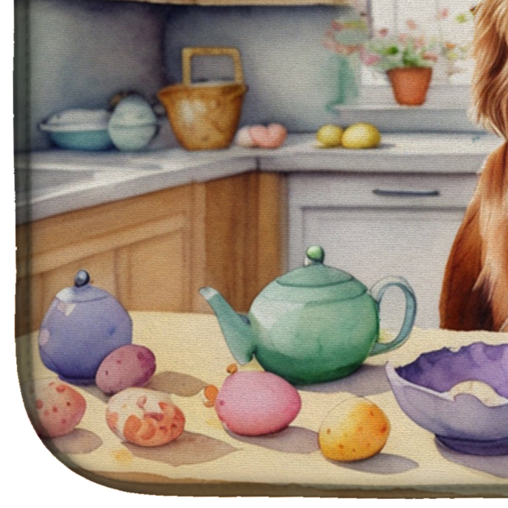 Decorating Easter Irish Setter Dish Drying Mat