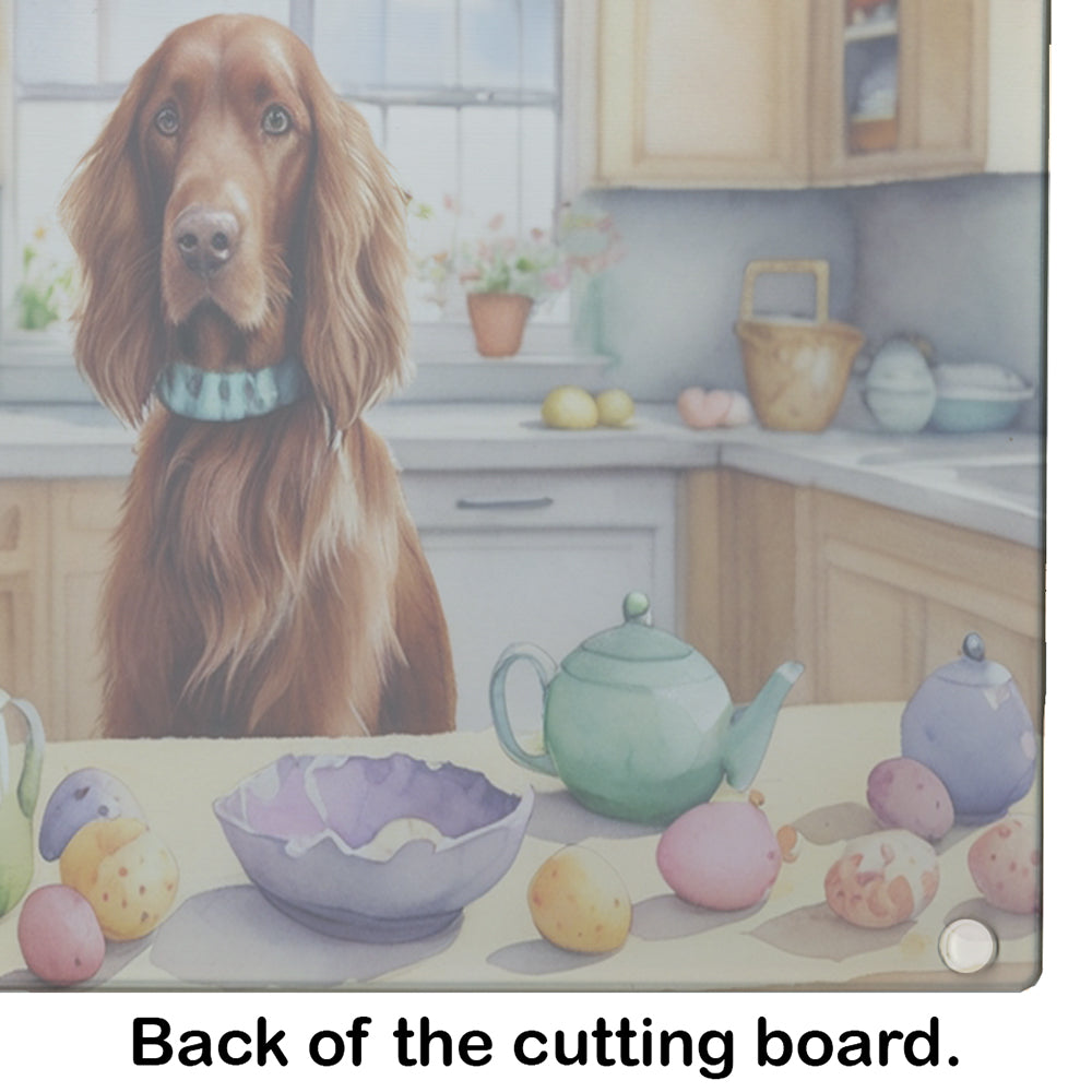 Decorating Easter Irish Setter Glass Cutting Board