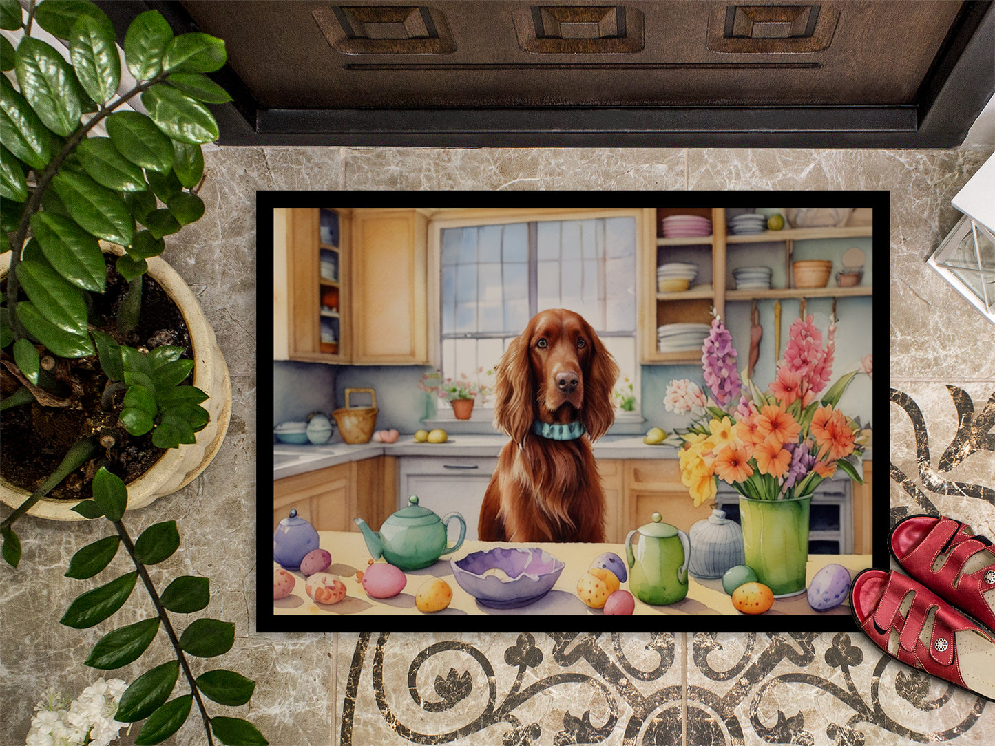 Decorating Easter Irish Setter Doormat