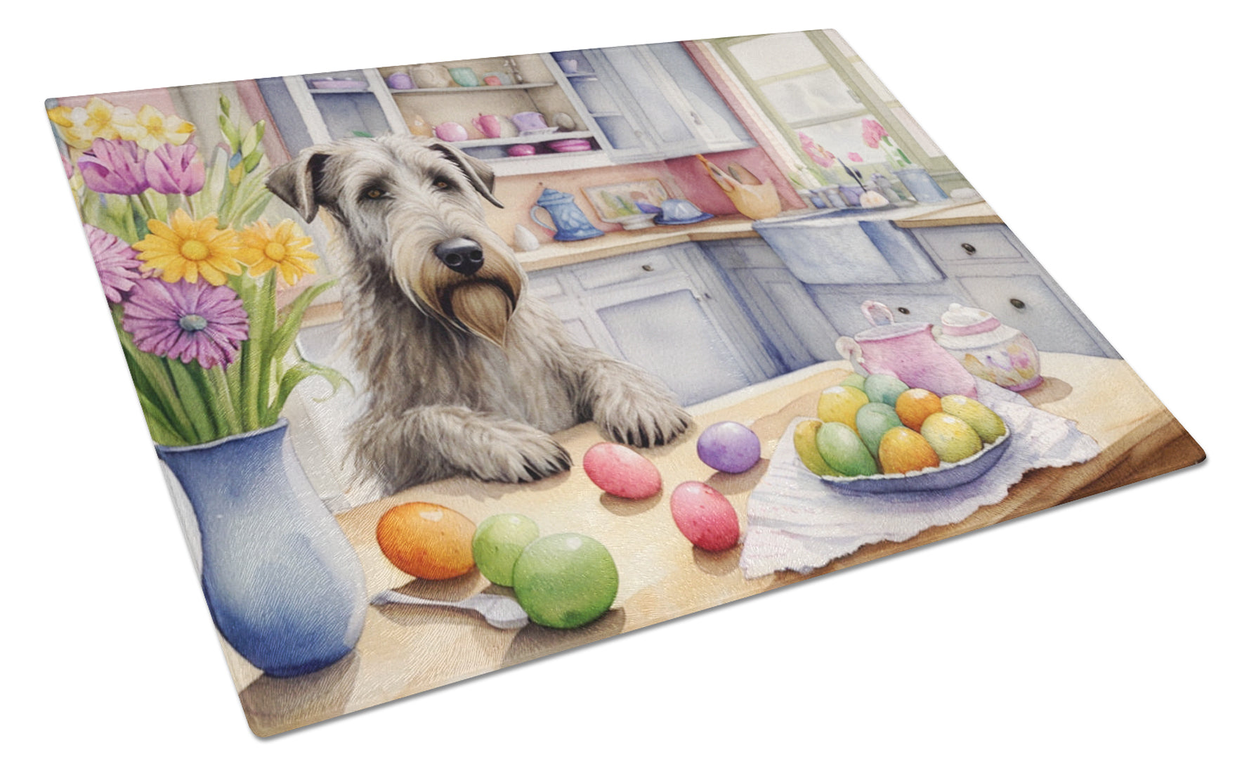 Buy this Decorating Easter Irish Wolfhound Glass Cutting Board