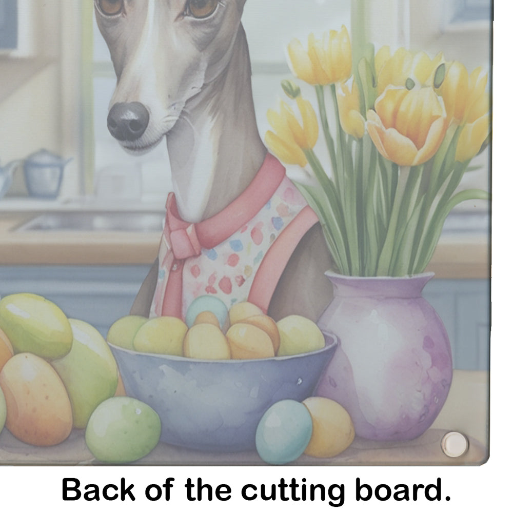 Decorating Easter Italian Greyhound Glass Cutting Board