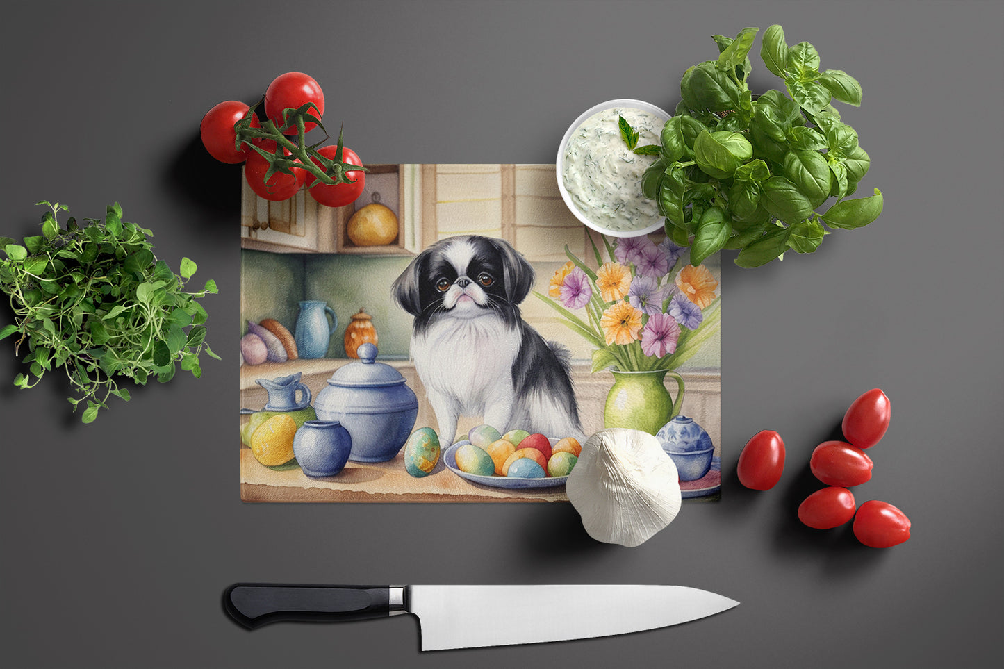 Decorating Easter Japanese Chin Glass Cutting Board