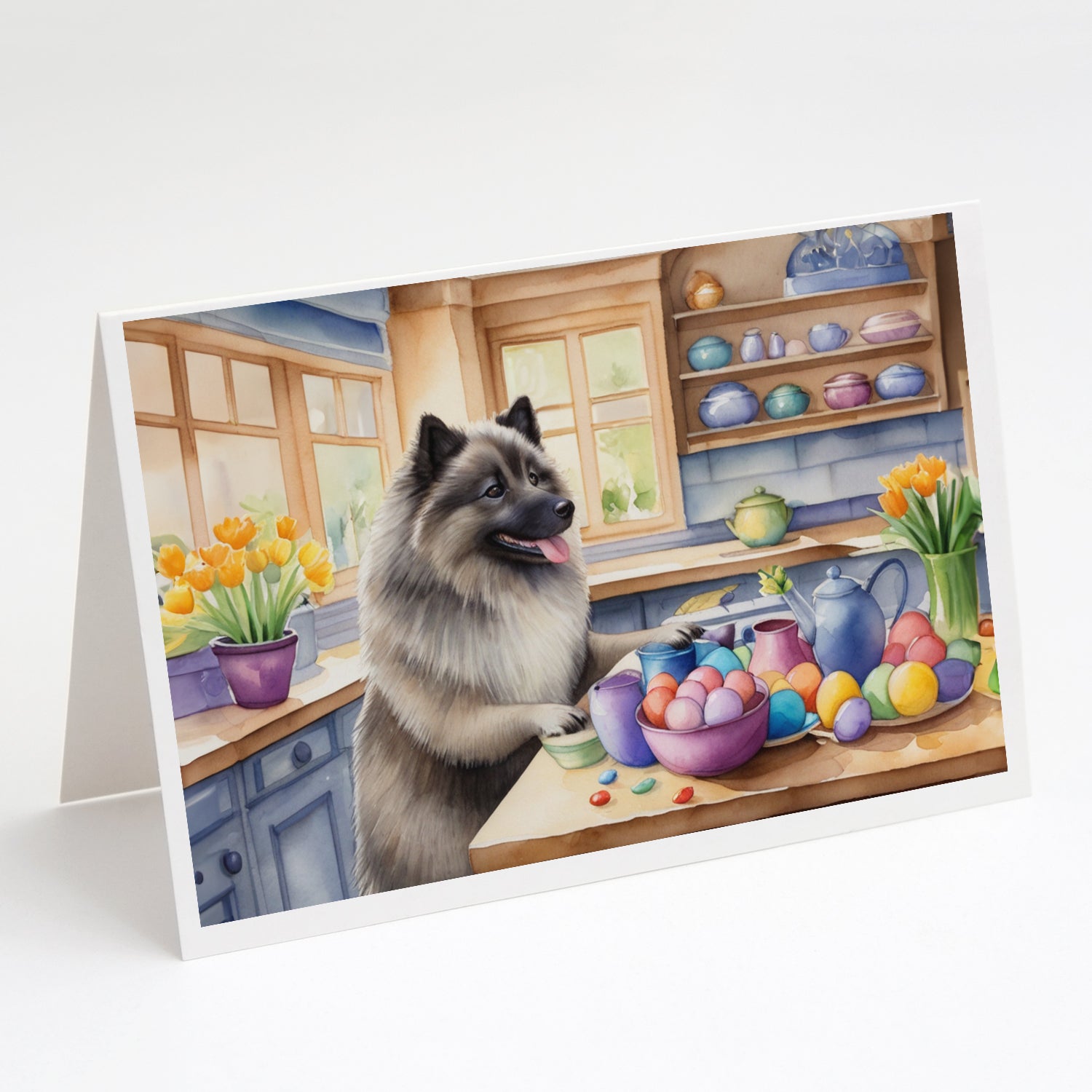 Buy this Decorating Easter Keeshond Greeting Cards Pack of 8