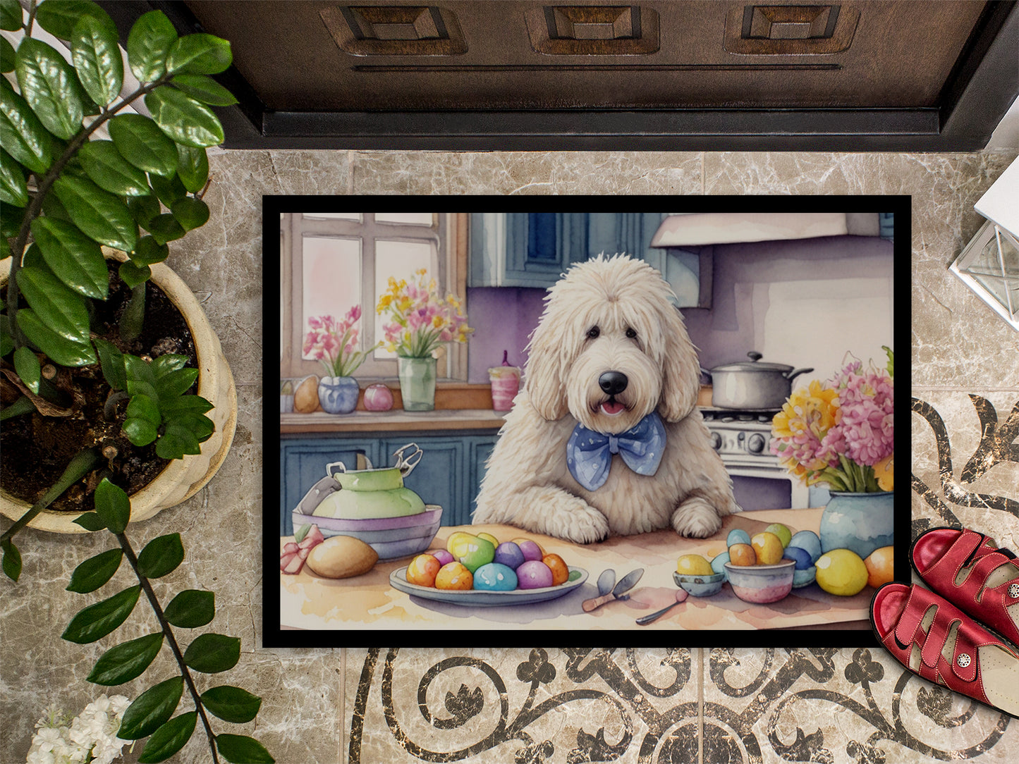 Decorating Easter Komondor Doormat