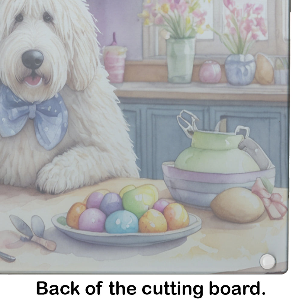 Decorating Easter Komondor Glass Cutting Board