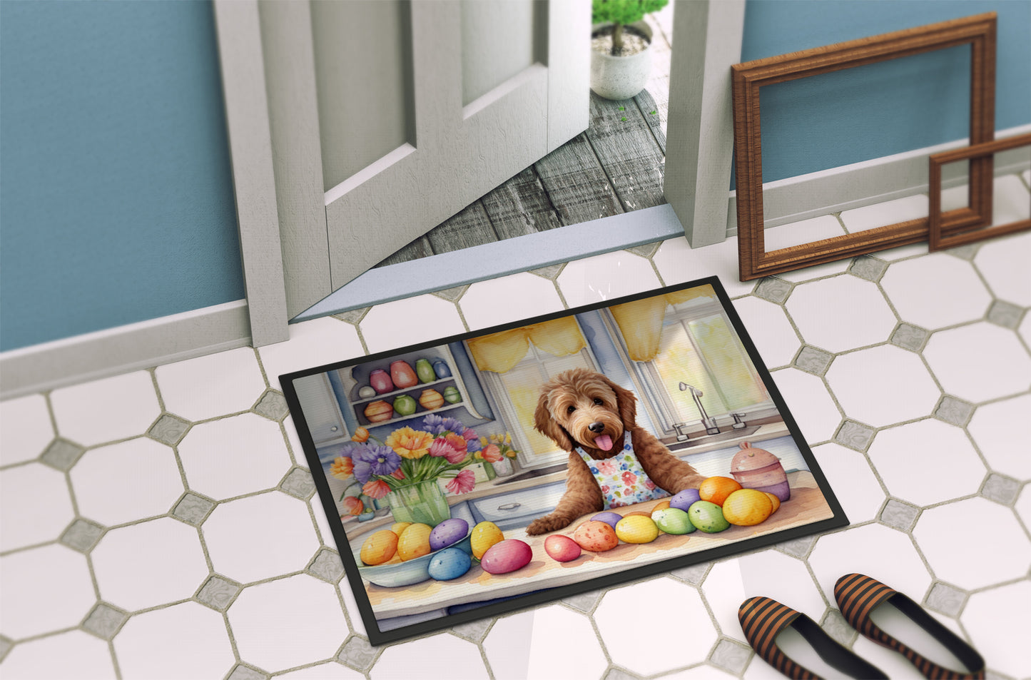 Decorating Easter Labradoodle Doormat