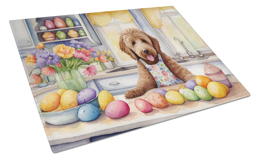 Buy this Decorating Easter Labradoodle Glass Cutting Board