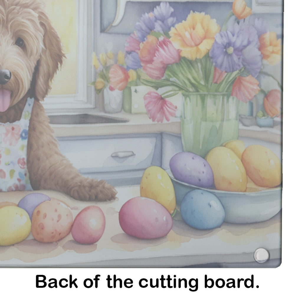 Decorating Easter Labradoodle Glass Cutting Board