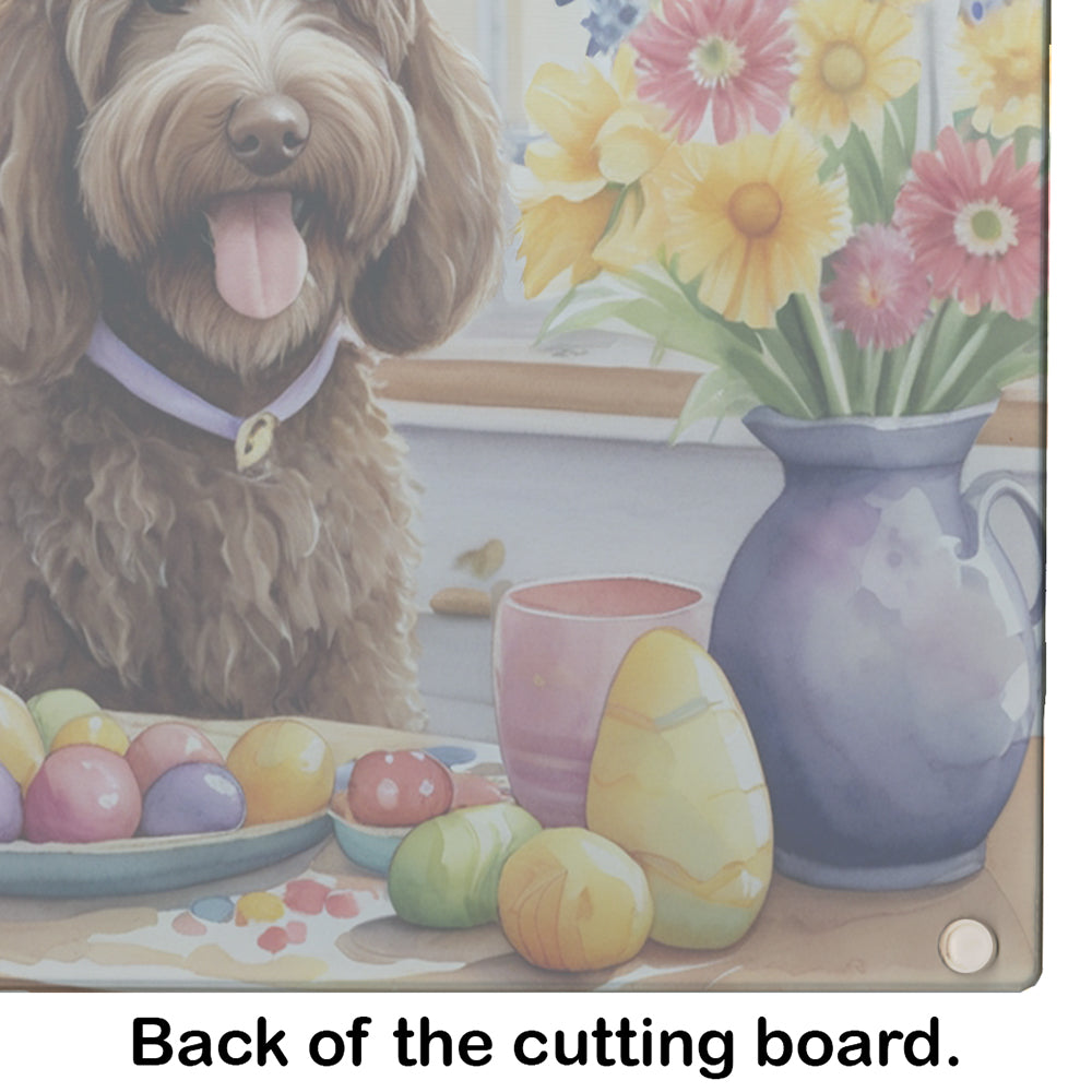 Decorating Easter Labradoodle Glass Cutting Board