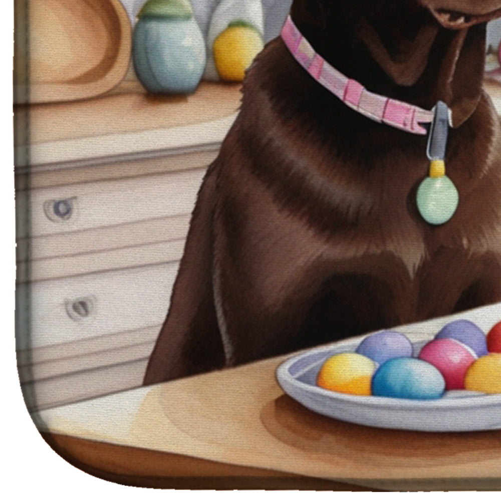 Decorating Easter Chocolate Labrador Retriever Dish Drying Mat