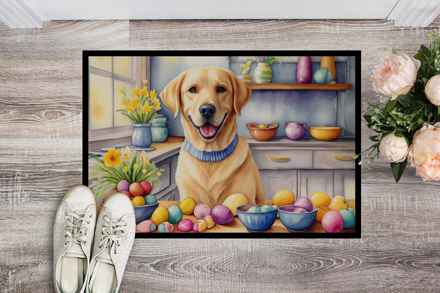 Decorating Easter Yellow Labrador Retriever Doormat