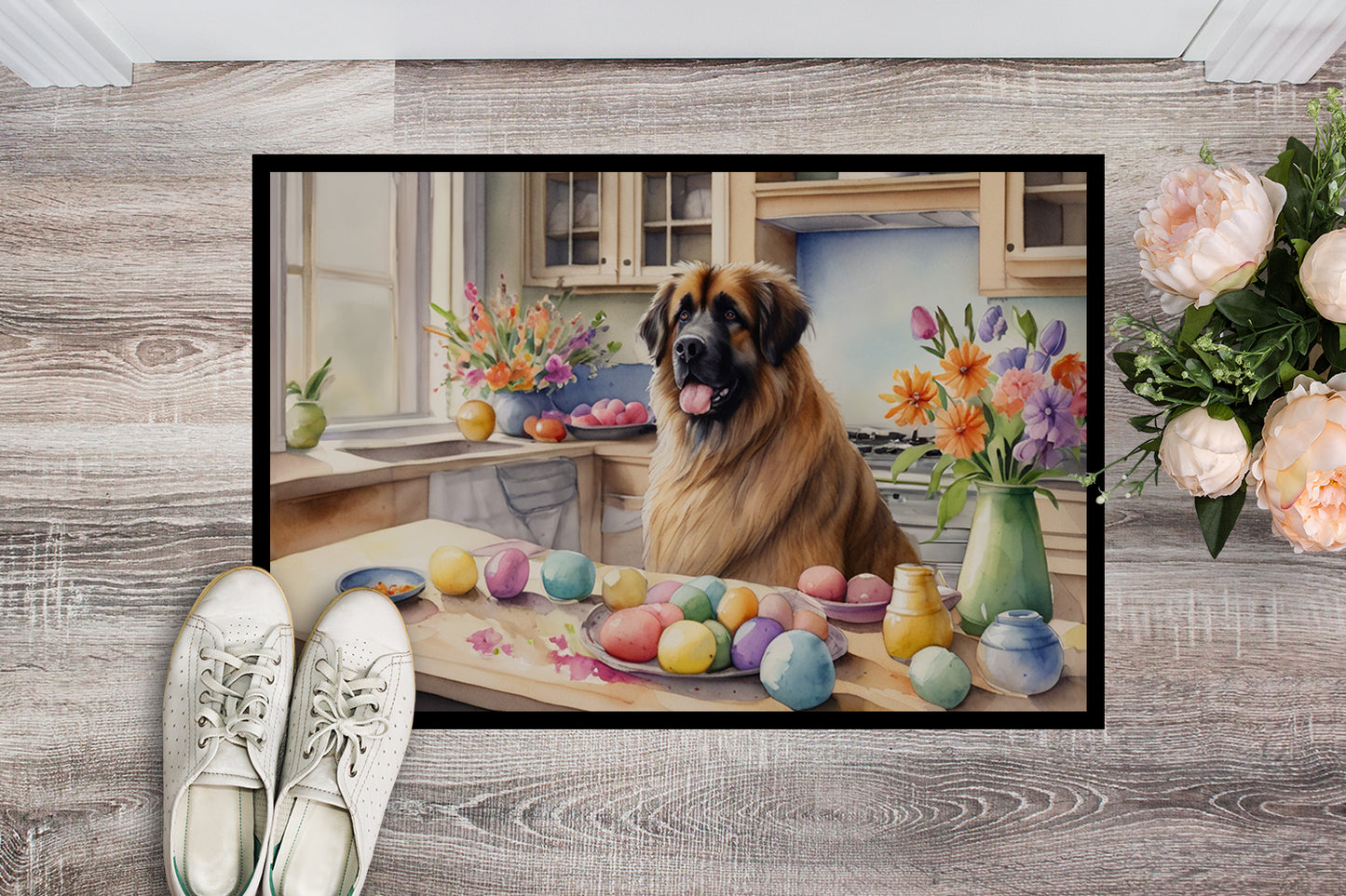 Decorating Easter Leonberger Doormat