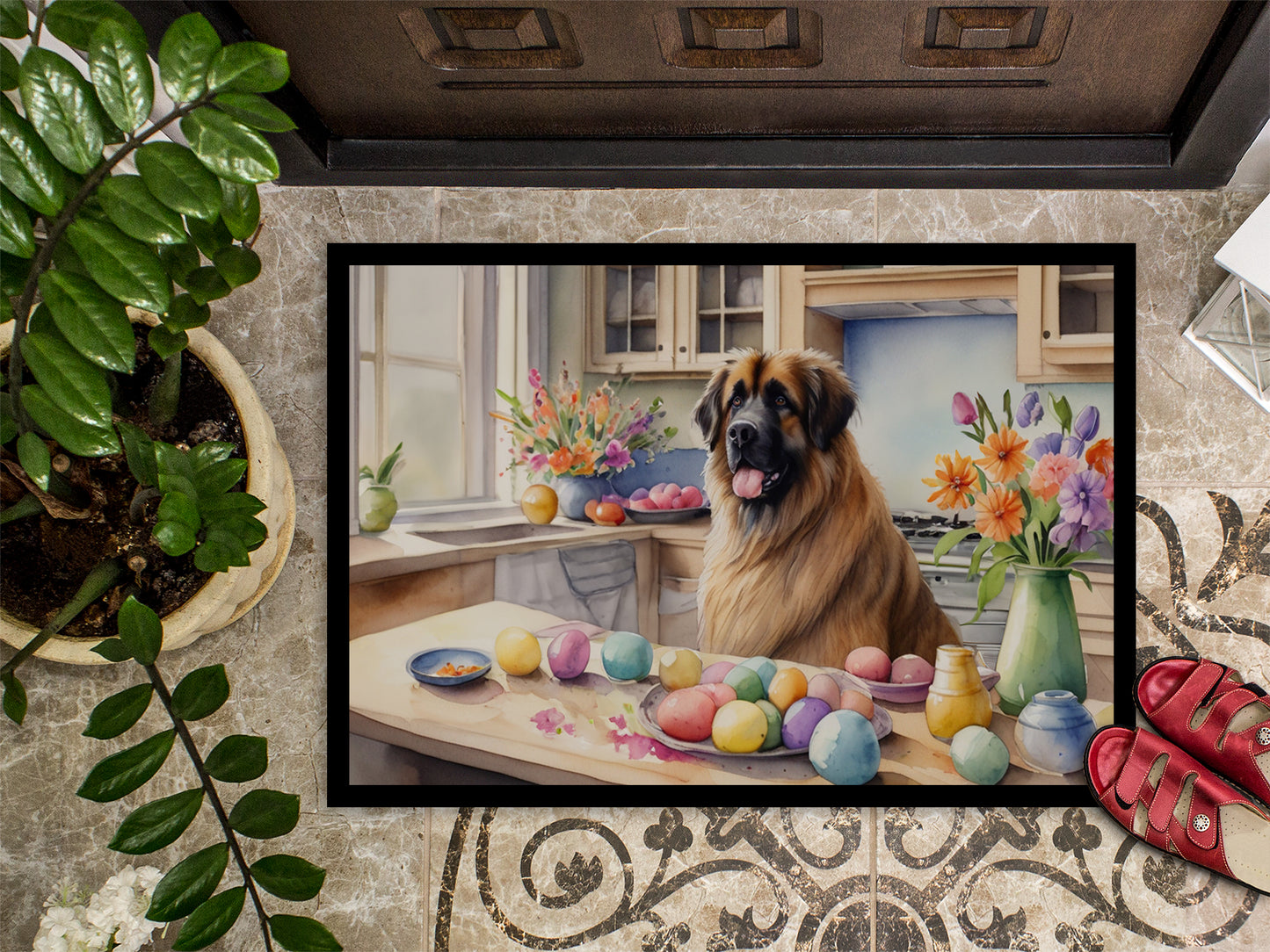 Decorating Easter Leonberger Doormat