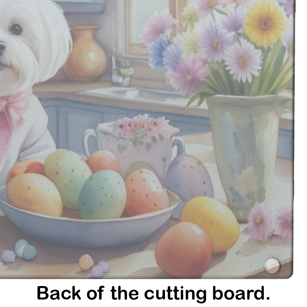 Decorating Easter Maltese Glass Cutting Board