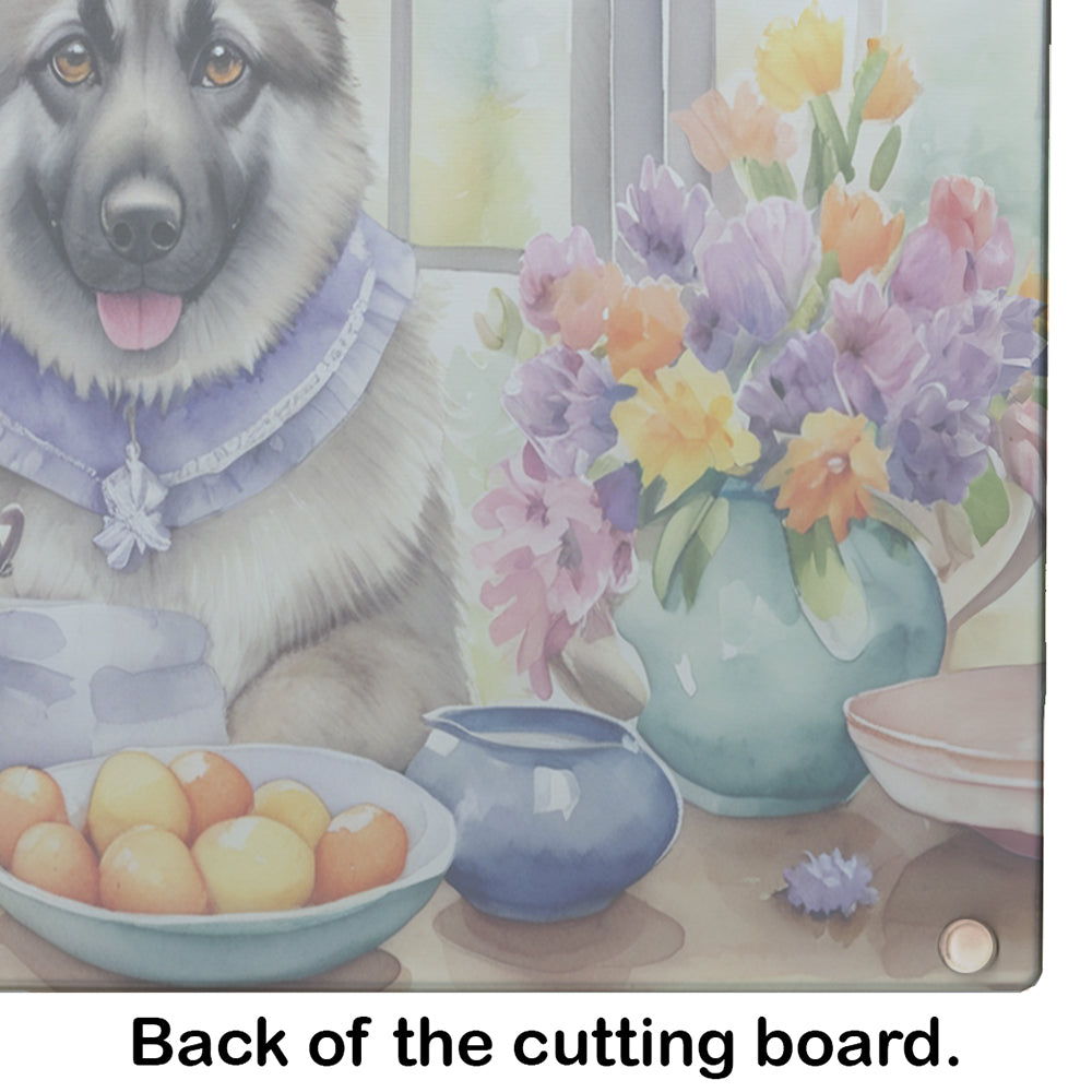 Decorating Easter Norwegian Elkhound Glass Cutting Board