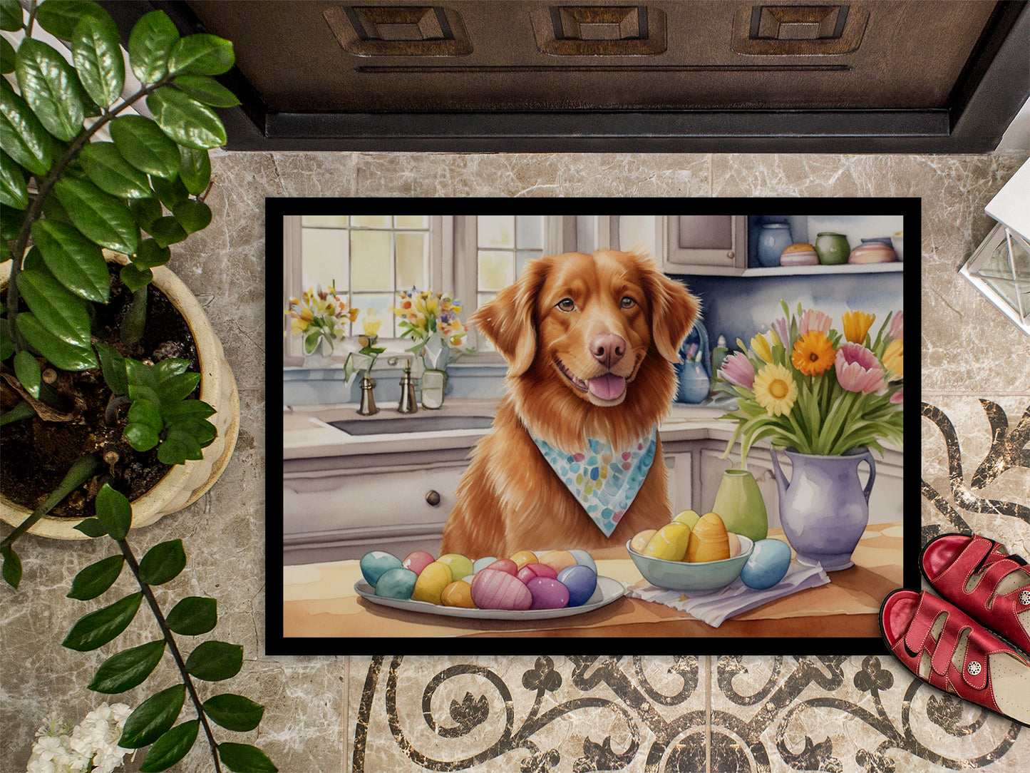 Decorating Easter Nova Scotia Duck Tolling Retriever Doormat