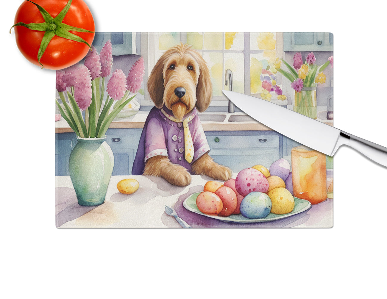 Decorating Easter Otterhound Glass Cutting Board