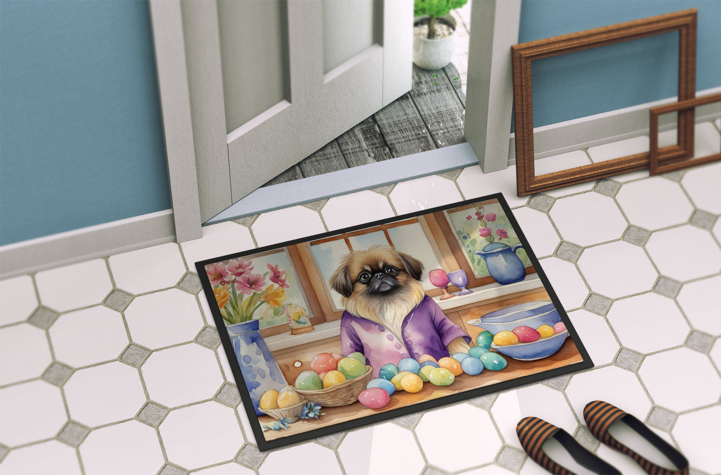 Decorating Easter Pekingese Doormat