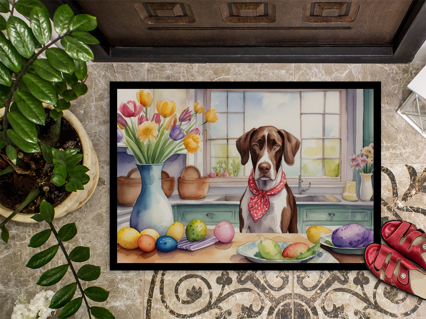 Decorating Easter Pointer Doormat