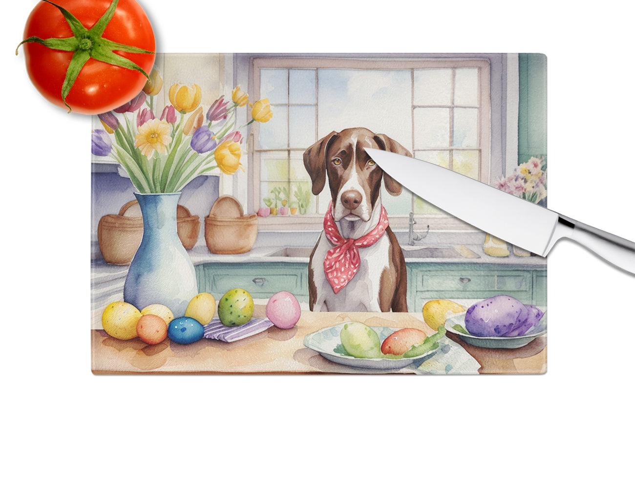 Decorating Easter Pointer Glass Cutting Board