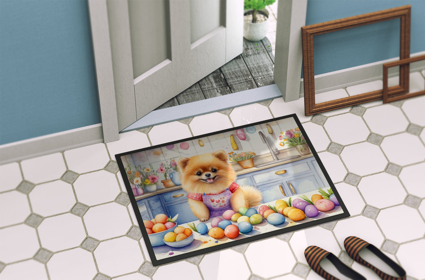 Decorating Easter Pomeranian Doormat