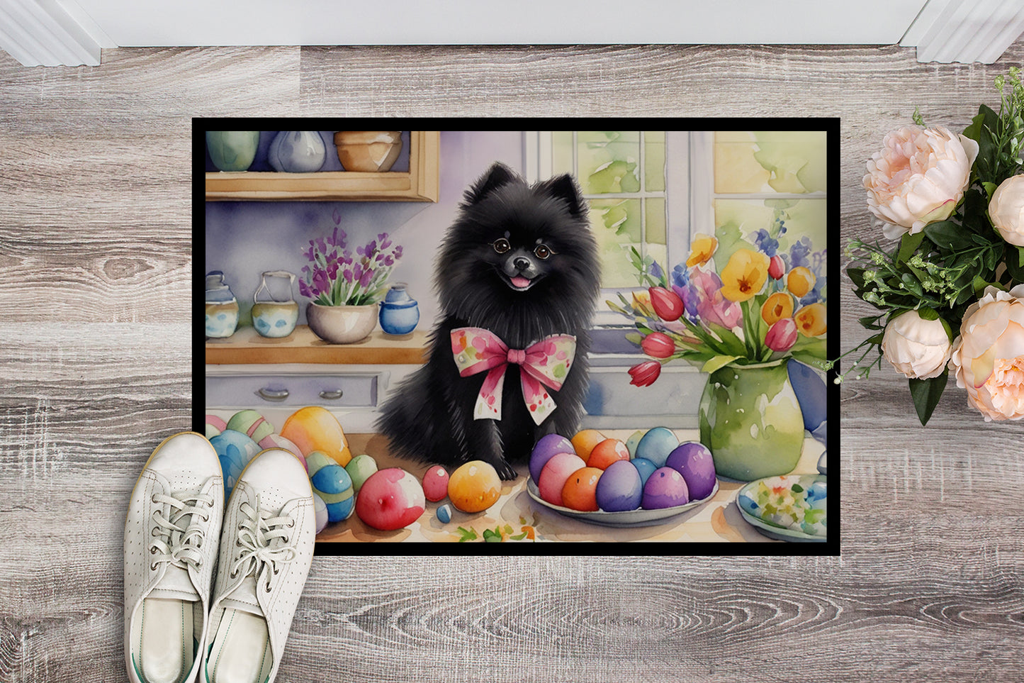 Decorating Easter Pomeranian Doormat