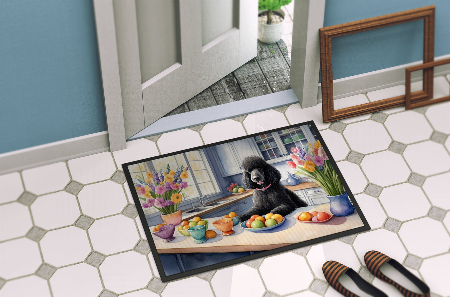 Decorating Easter Black Poodle Doormat