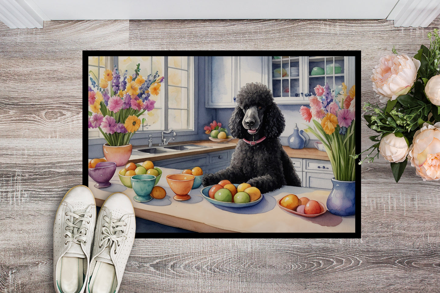 Decorating Easter Black Poodle Doormat