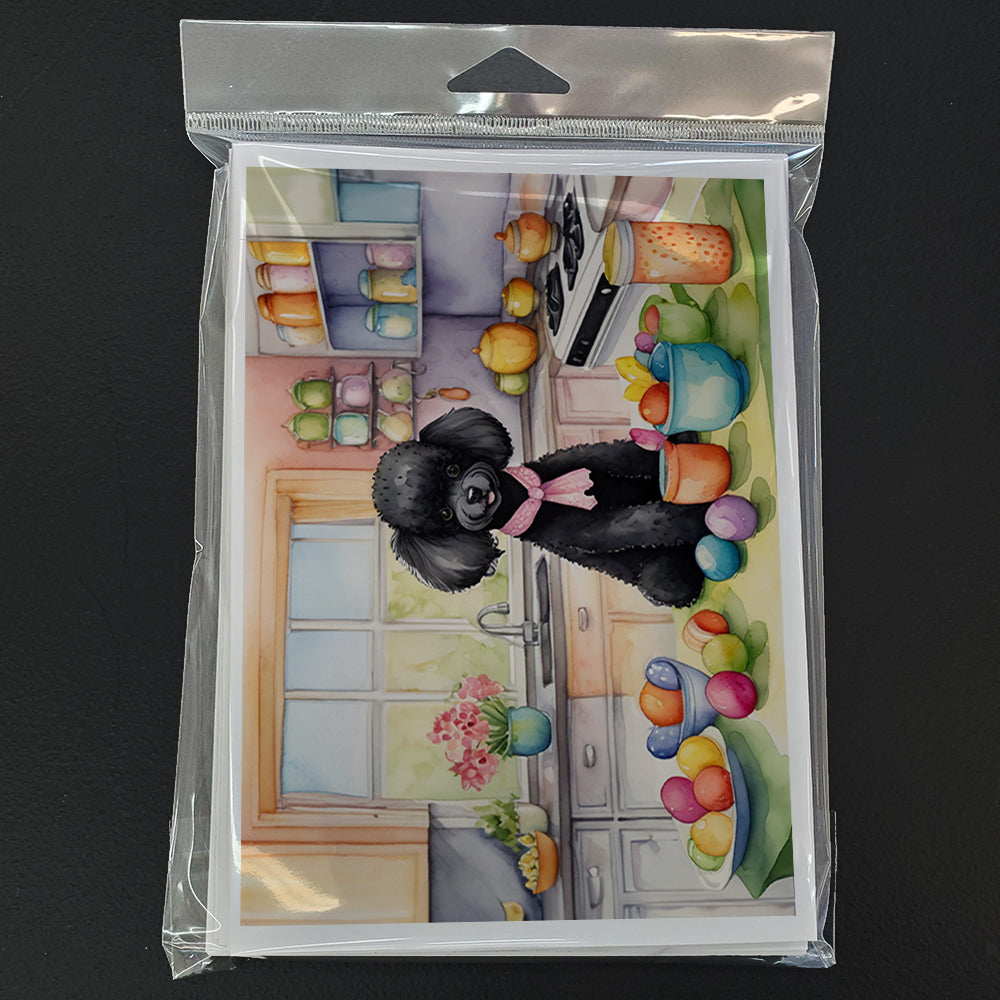 Decorating Easter Black Poodle Greeting Cards Pack of 8