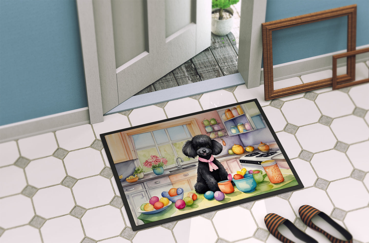 Decorating Easter Black Poodle Doormat