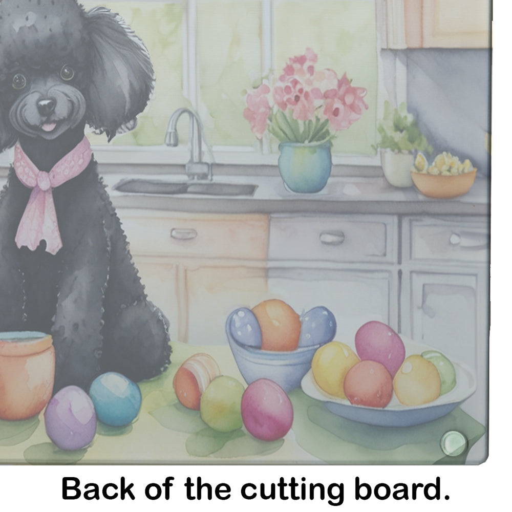 Decorating Easter Black Poodle Glass Cutting Board