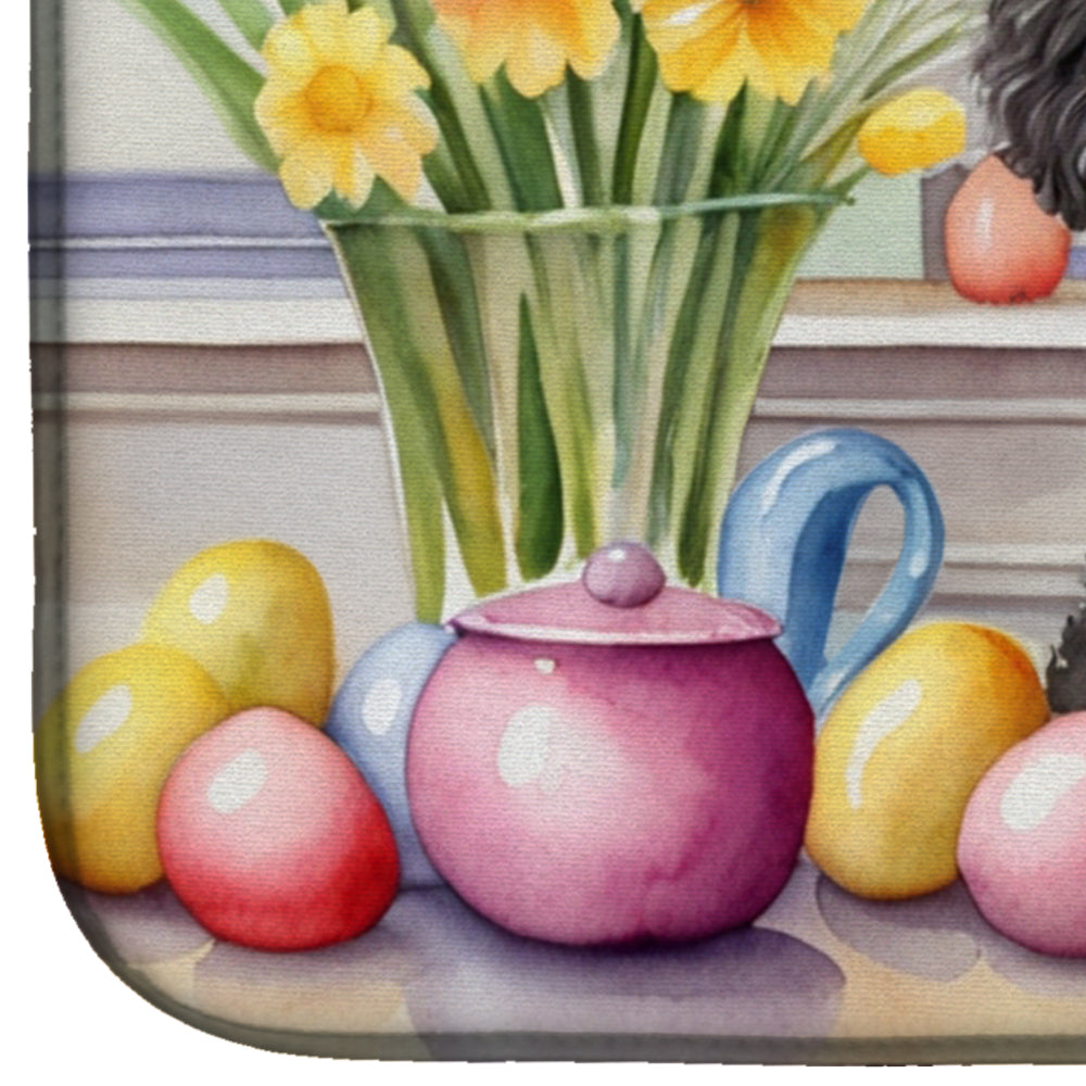 Decorating Easter Black Poodle Dish Drying Mat