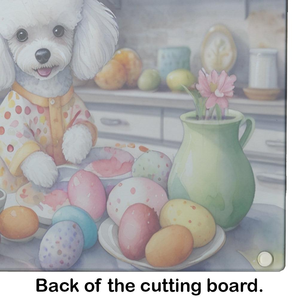 Decorating Easter White Poodle Glass Cutting Board