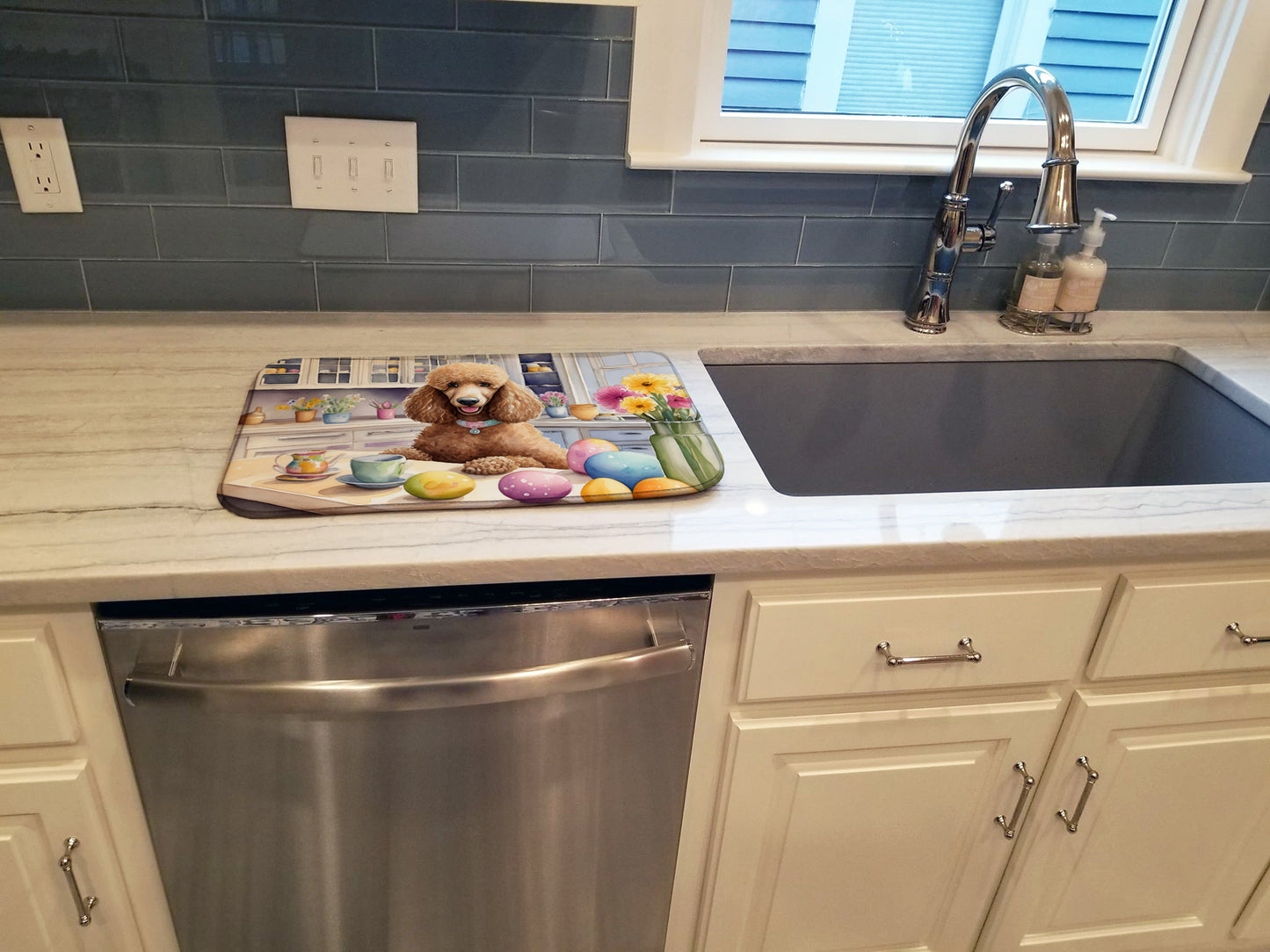 Decorating Easter Poodle Dish Drying Mat