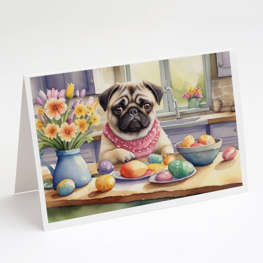 Buy this Decorating Easter Pug Greeting Cards Pack of 8