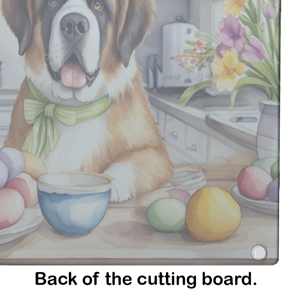 Decorating Easter Saint Bernard Glass Cutting Board