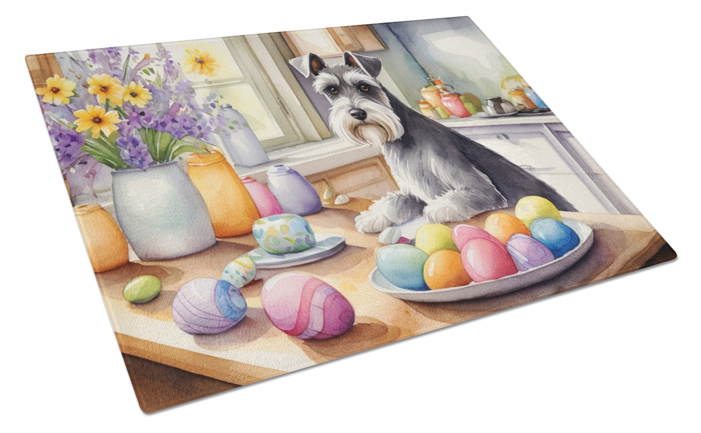 Buy this Decorating Easter Schnauzer Glass Cutting Board