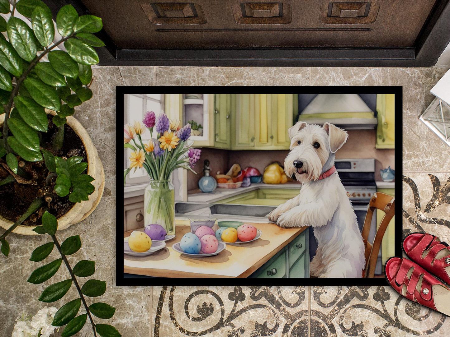 Decorating Easter Sealyham Terrier Doormat