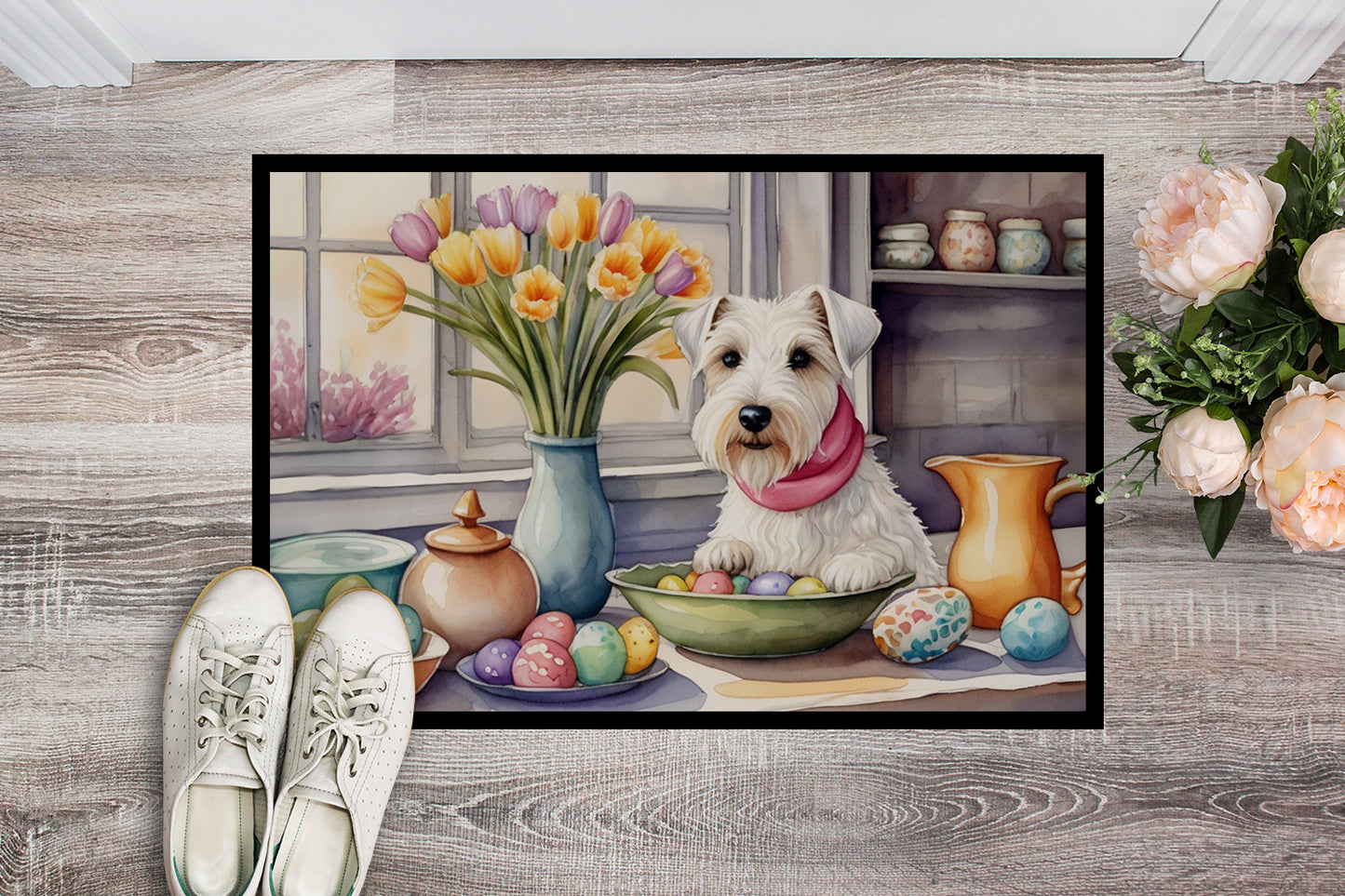 Decorating Easter Sealyham Terrier Doormat