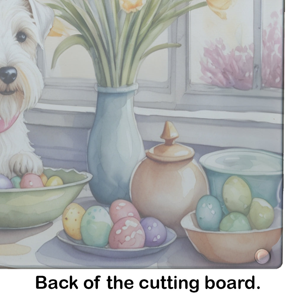 Decorating Easter Sealyham Terrier Glass Cutting Board