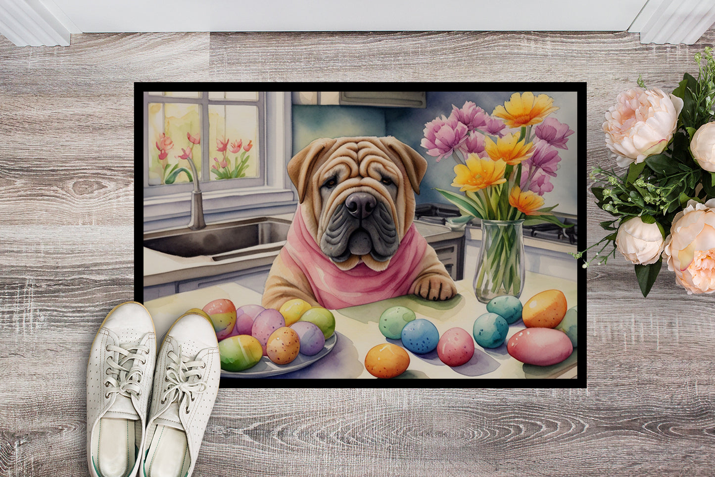 Decorating Easter Shar Pei Doormat