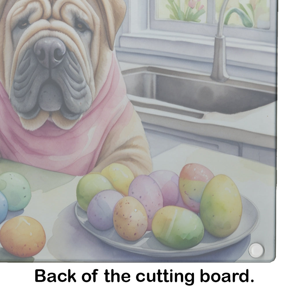 Decorating Easter Shar Pei Glass Cutting Board