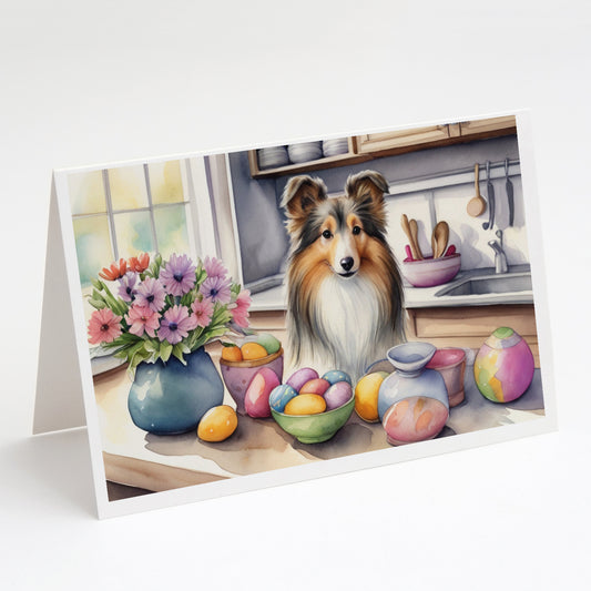 Buy this Decorating Easter Sheltie Greeting Cards Pack of 8