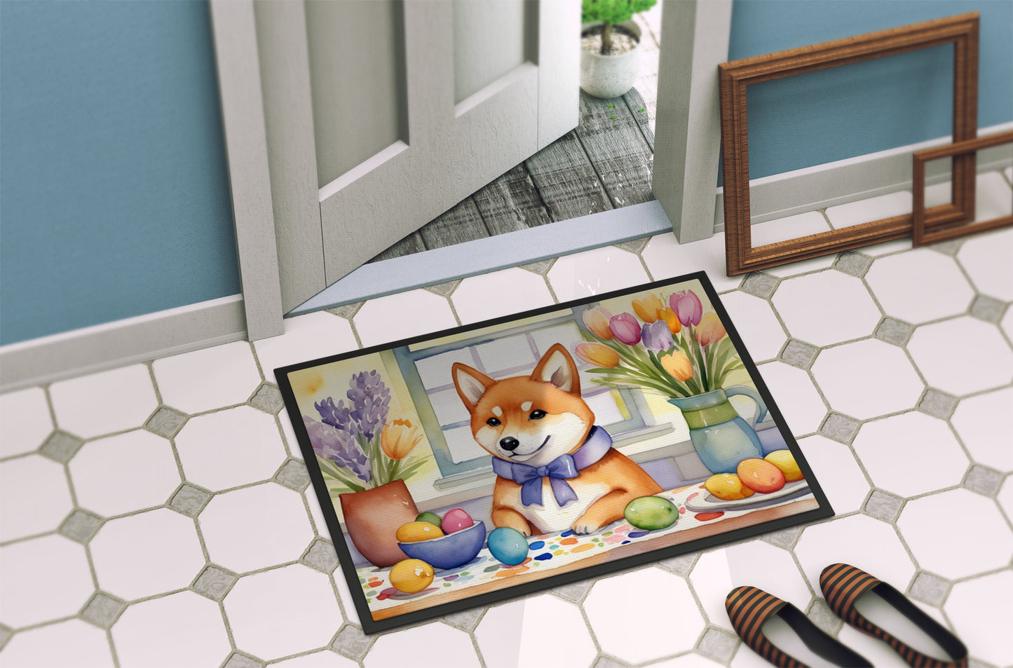 Decorating Easter Shiba Inu Doormat