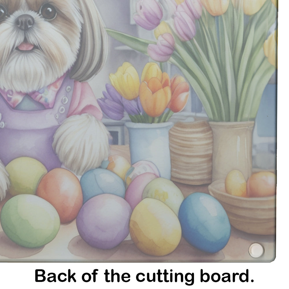 Decorating Easter Shih Tzu Glass Cutting Board