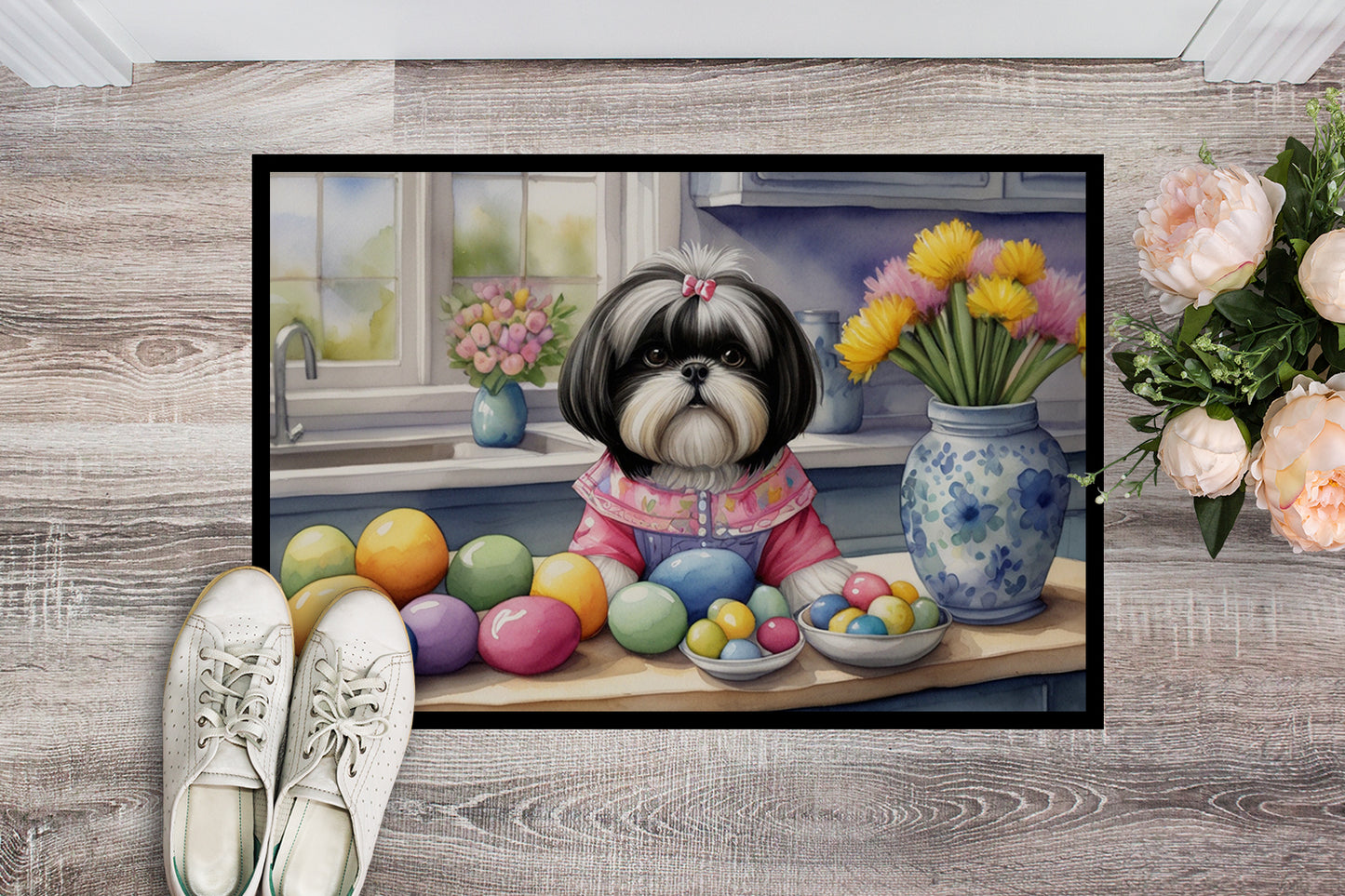 Decorating Easter Shih Tzu Doormat